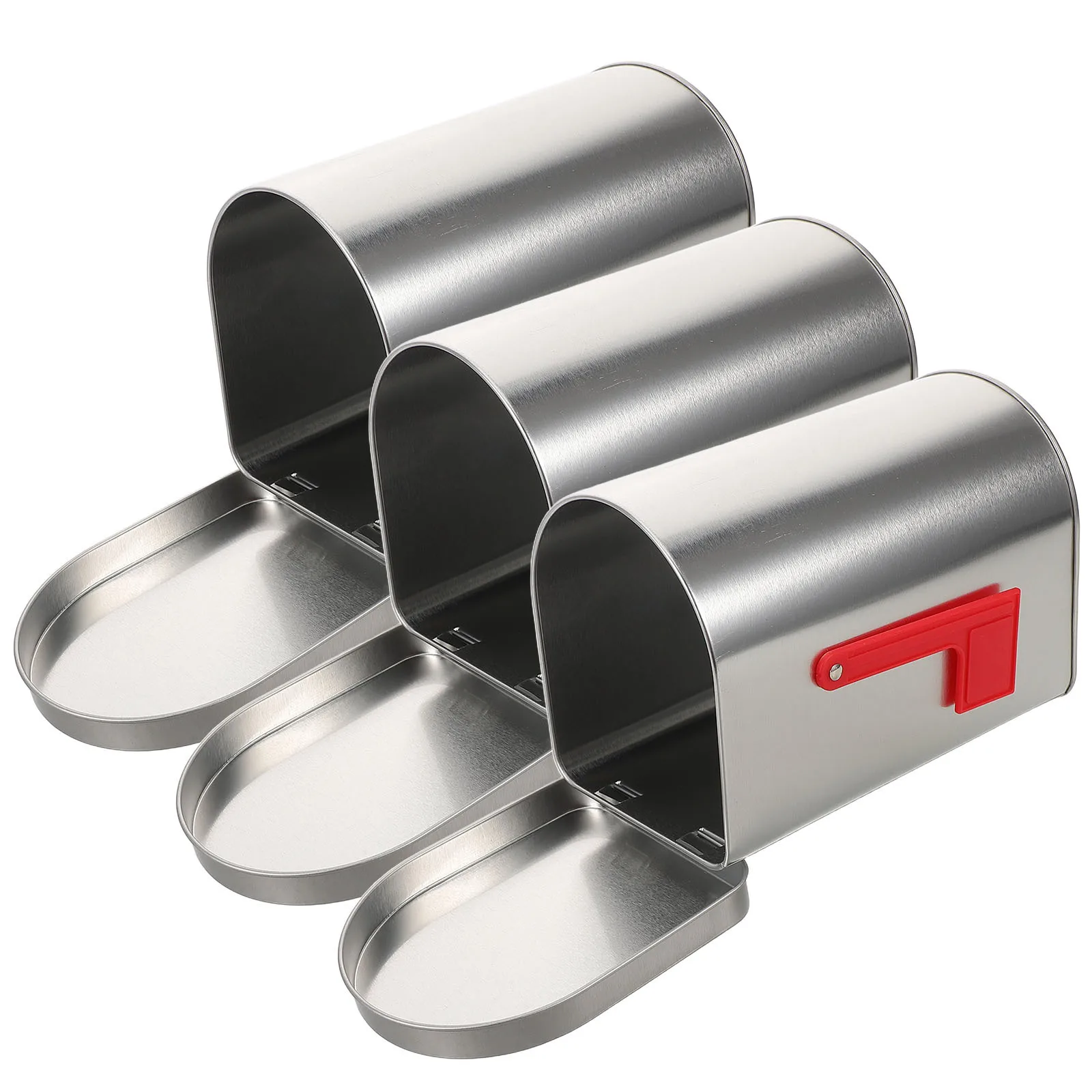 

3Pcs Christmas Mailbox Shaped Tinplate Containers Decorative Storage Tins for Candy Cookies Small Treats Stocking Stuffer