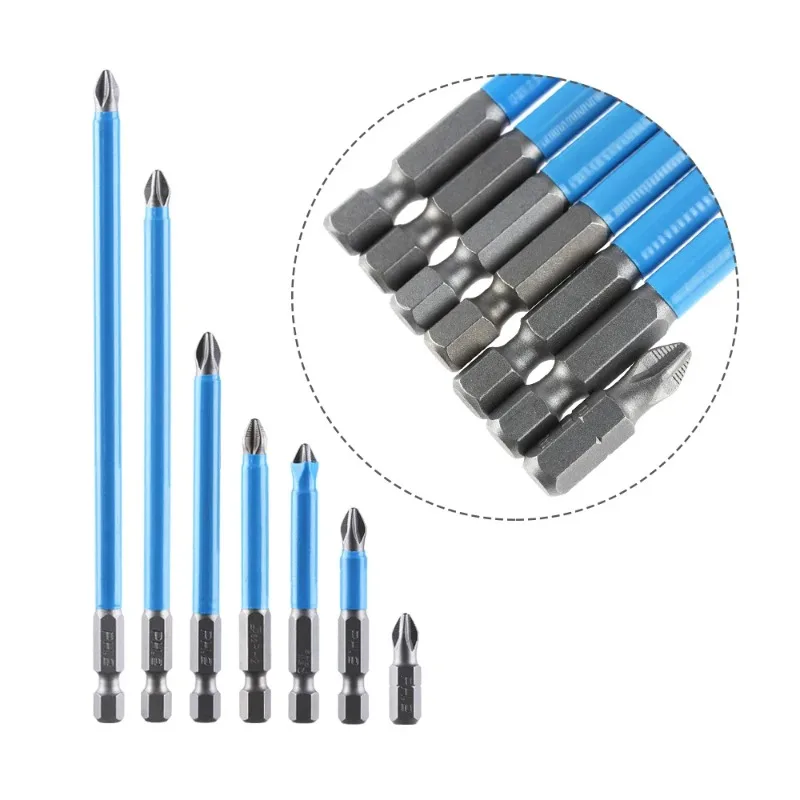 

7Pcs Magnetic Anti-Slip Screwdriver Drill Bit Set - PH2 Phillips Bits 25mm-150mm for Hand Tools