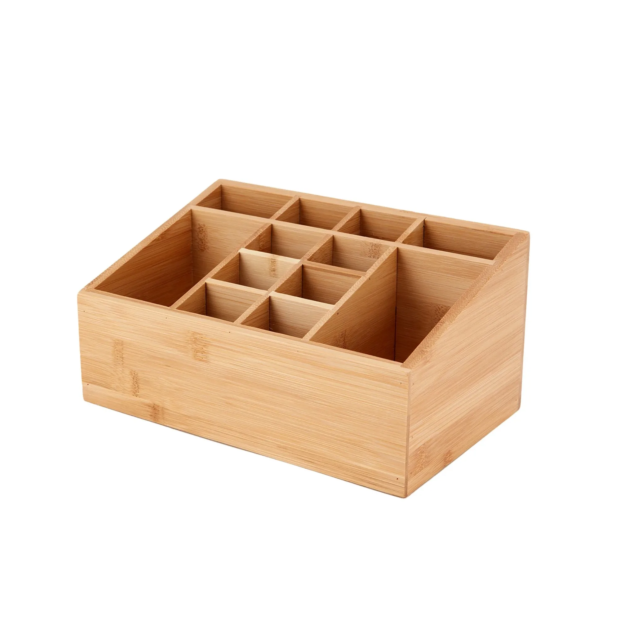 منظم حمام من الخيزران مكون من 12 حجرة باللون البني