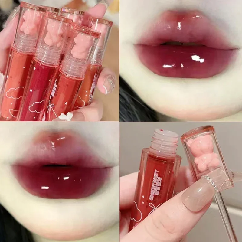 Water Mirror Lip Glaze Non-stick Cup Lasting Moisturizing Liquid Lipstick Sexy Red-brown Silky Lip Tint Women Beauty Makeup Tool