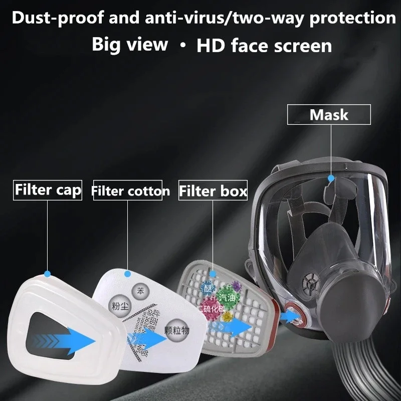 6800 Anti Fog Full Face Respirator Gas Mask For Industrial Painting Spraying Safety Work Filter Formaldehyde Protection image 5