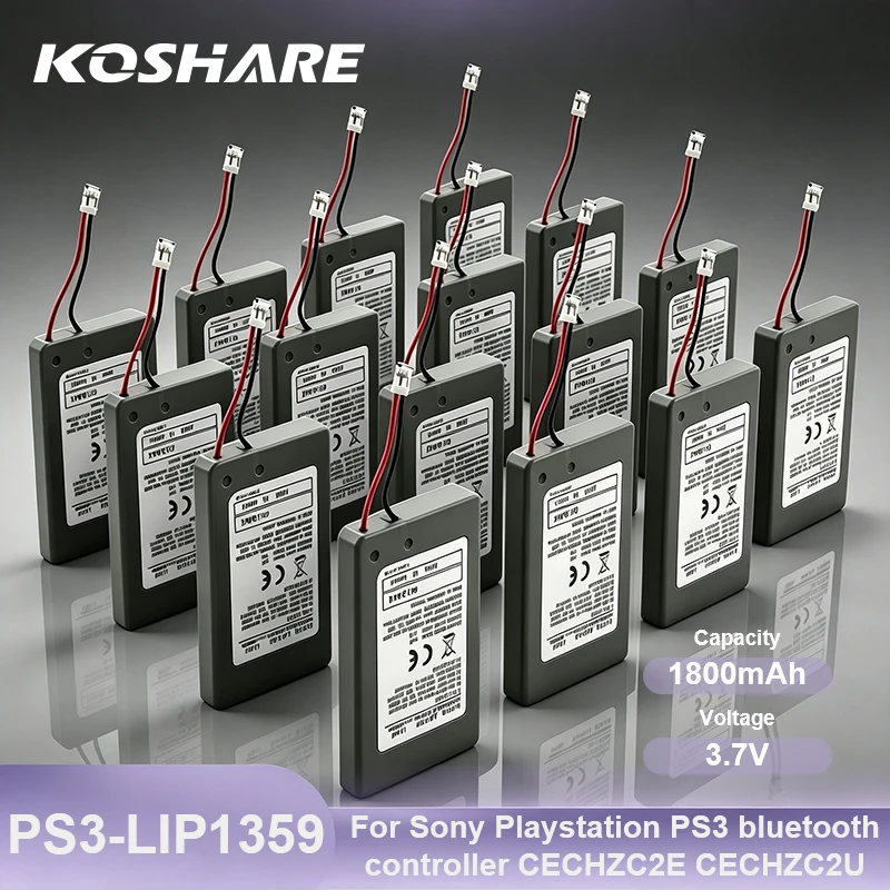 KOSHARE – bateria do kontrolera Sony PS3, baterie litowo-jonowe 3,7 V do konsoli Sony PlayStation 3 DualShock 3, model CECHZC2E/CECHZC2U, LIP1359.