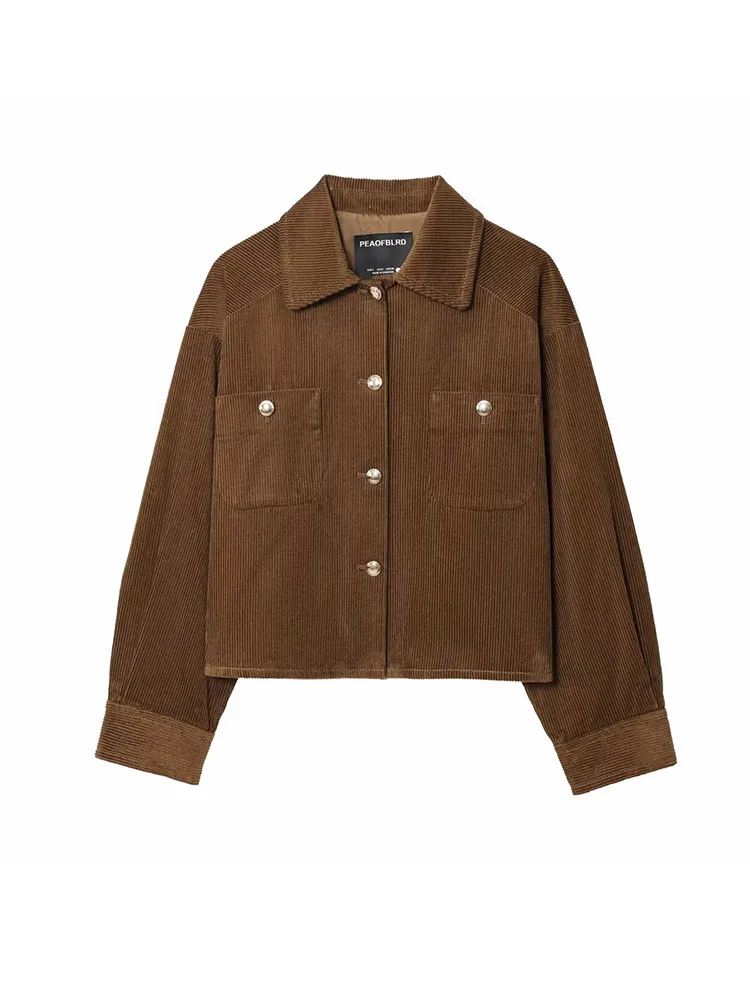 

Женские модные вельветовые куртки 2025, пальто, осенние пальто с отложным воротником и карманами, пальто с длинными рукавами, повседневная женская верхняя одежда, топ