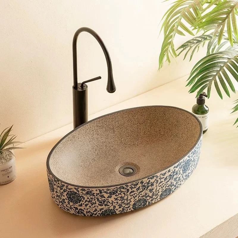 Ceramic Wash Basin Wear Resistant Bathroom Sinks Heat Resistant Easy Cleaning Washhand Stand Durable Top Mount Sink Household