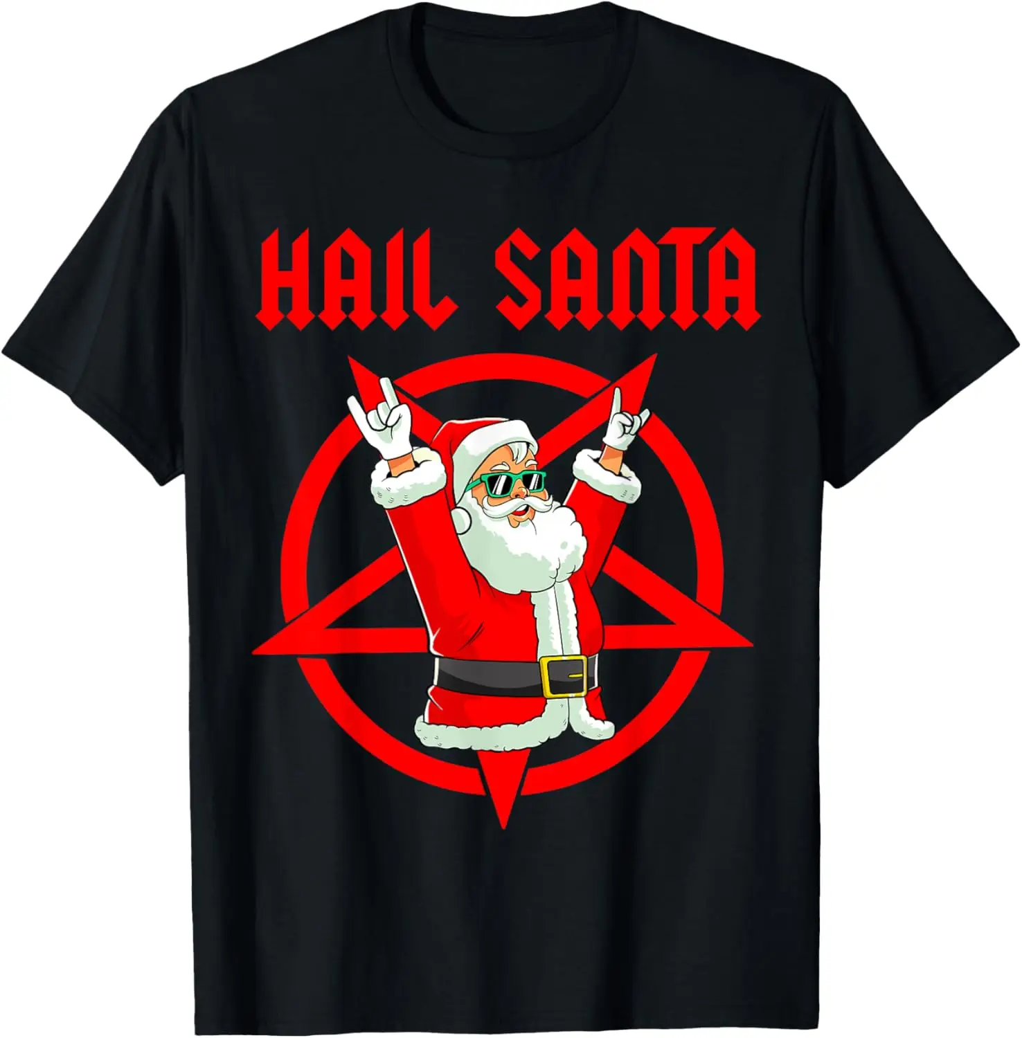 Hail Santa Funny Christmas Heavy Metal Music Gifts Gothic T-Shirt