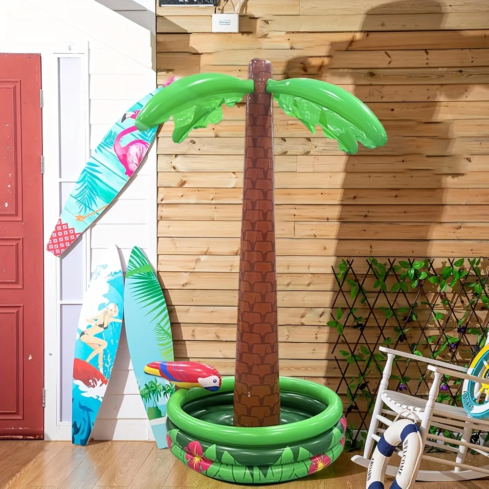 

1pc Large Inflatable Coconut Tree with Parrot Palm Leaves Vibrant Beach Swimming Pool Party Decoration Holiday Pool Accessories