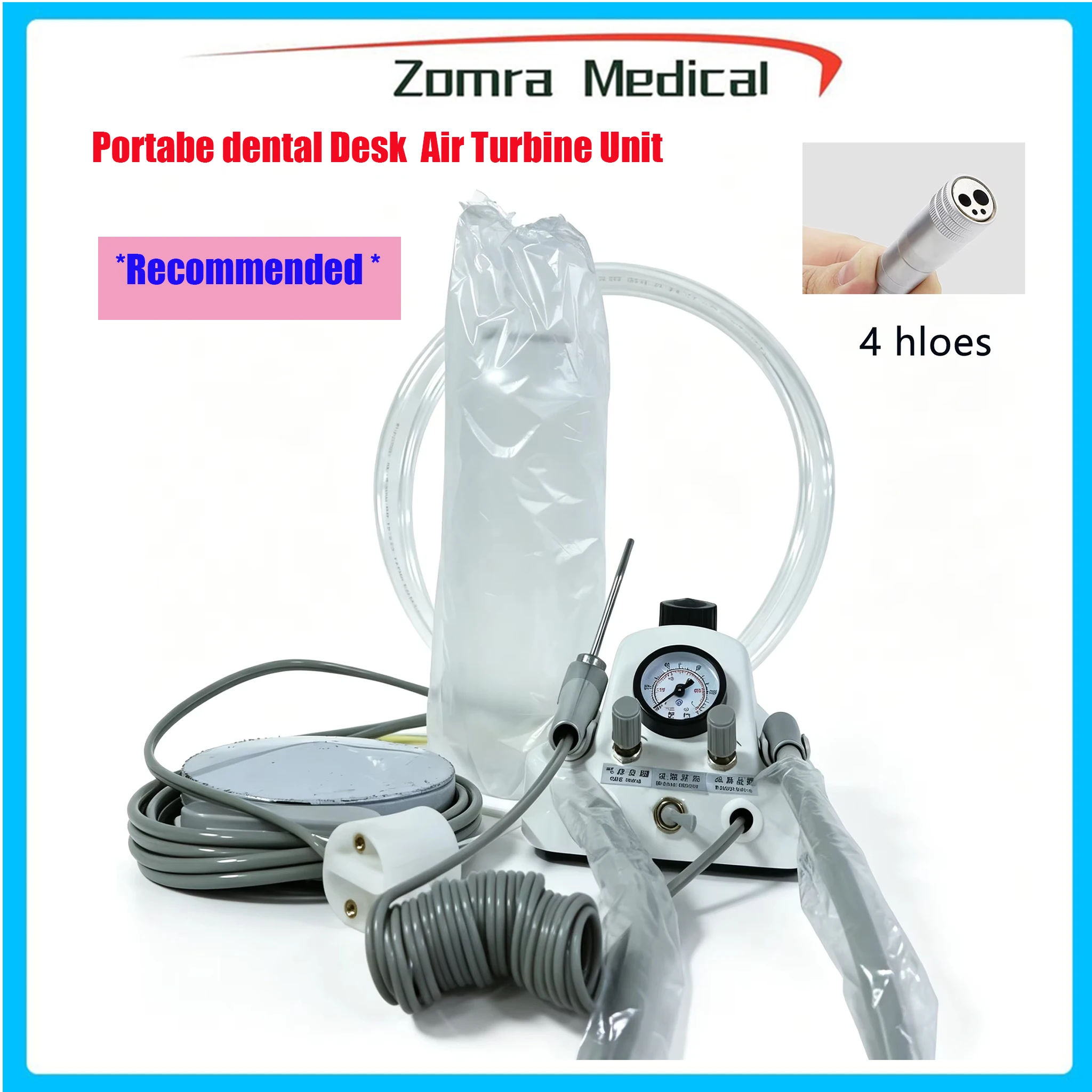 4/2 Hole Desktop Portable Dental Treatment Unit  with 3-Way Syringe  Foot Control Dental Drilling Air Turbine For Dentist Use