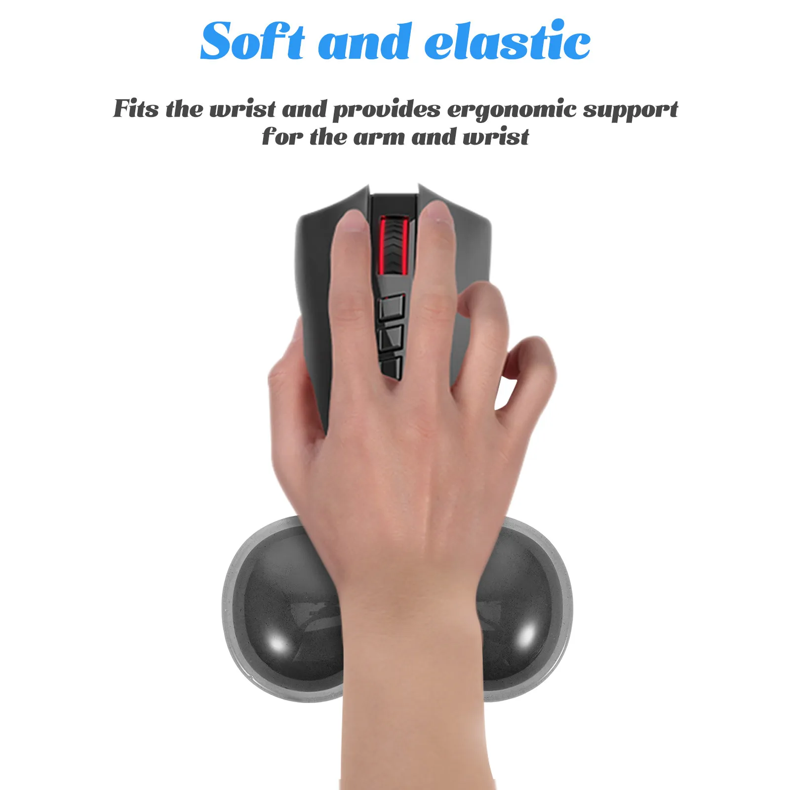 Silicone Mouse Wrist Rest Pad Black Non Slip Rubber Base Smooth Easy Clean Surface for Gaming Office Laptop Computer Desk