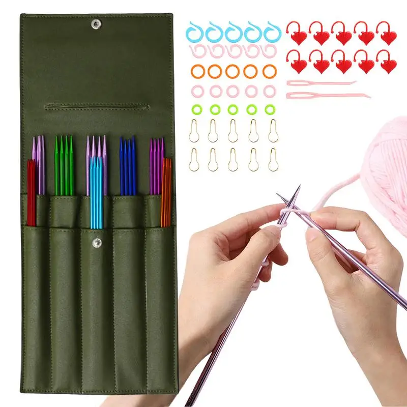 

Набор спиц для вязания из нержавеющей стали, комплект спиц для вязания свитеров с сумкой для хранения, из нержавеющей стали