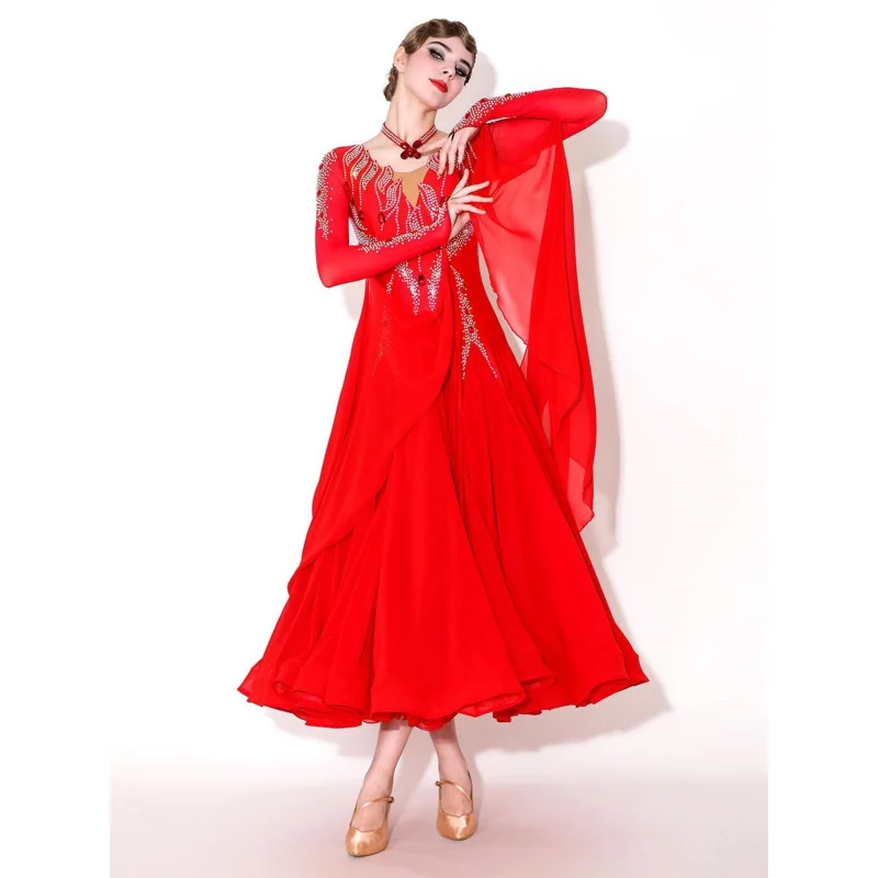 Bachna Socialite! S7081 Maßgeschneidertes modernes Tanz-Performance-Outfit für Erwachsene, neues Intl-Standard-Wettbewerbskleid mit Diamanten