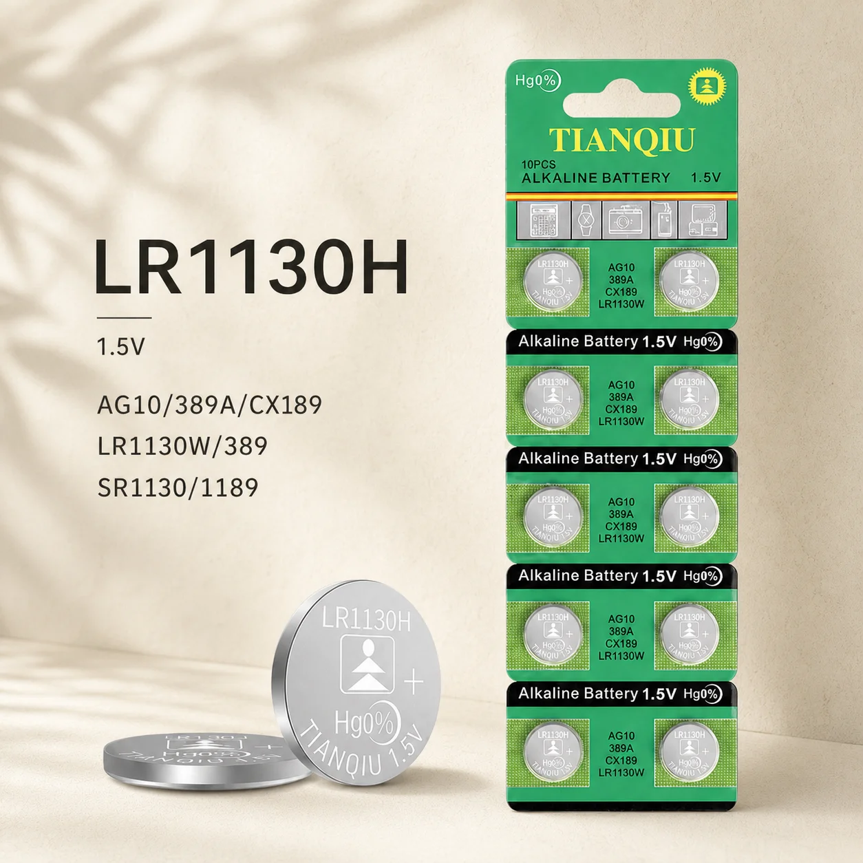 Alkaline Button Cell Battery AG8 LR1120 1.5V 100PCS, 754 521 626 SR1120 Replacement for Watch Toy Calculator Remote
