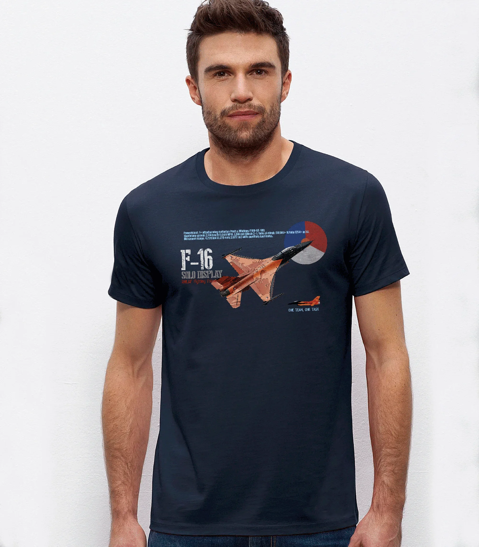 Royal Netherlands Air Force F-16 Falcon Fighter T-Shirt O-Neck Short Sleeve Summer Casual Mens