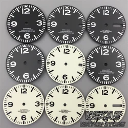 29mm Pilot Watch Dial Black Creamy Dial With Full C3 Green Luminous For NH35 NH36 Movements Watch Parts With Date/No date Window