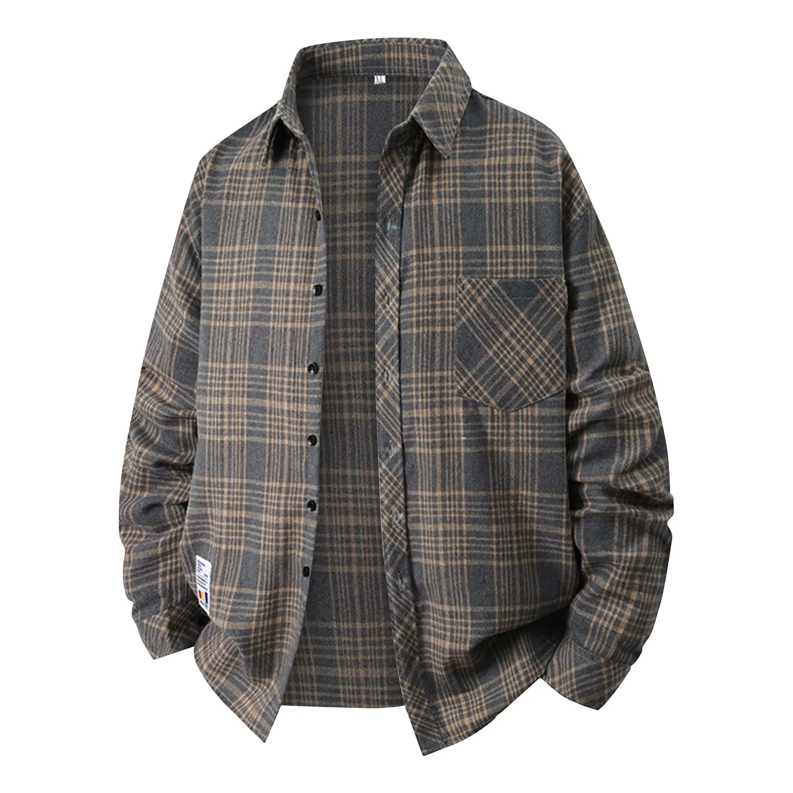 

2025 Autumn New Trendy Plaid Long Sleeve Shirt Men Women's Korean Style Loose Fit Casual Jacket Versatile Couple's Outerwear