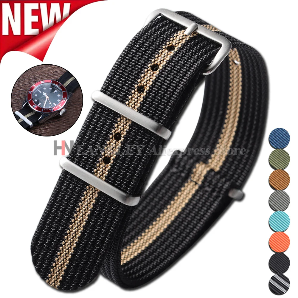Pulseira de relógio de nylon, 19mm 18mm 20mm 22mm, marrom, verde, militar, casual, para seiko, pulseira esportiva do exército, cintos de substituição