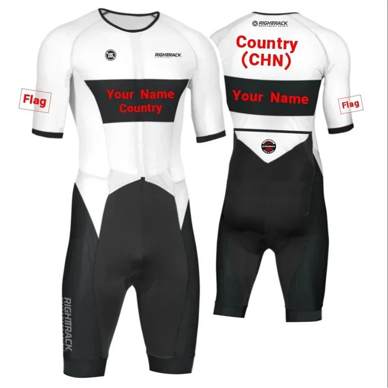 Print On Demand Custom Name Flag Trisuit MEN'S Triathlon Skinsuit RIGHTTRACK Swimming Cycling Running Competition Appare