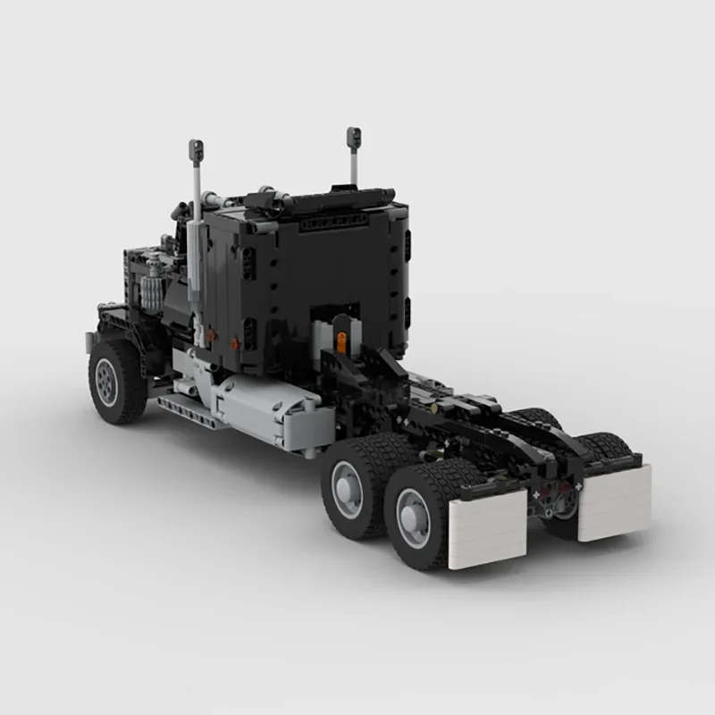 Moc Building Blocks Black RC Semi Truck Hauler Model Technical Bricks assemblaggio fai da te giocattolo per auto per regalo