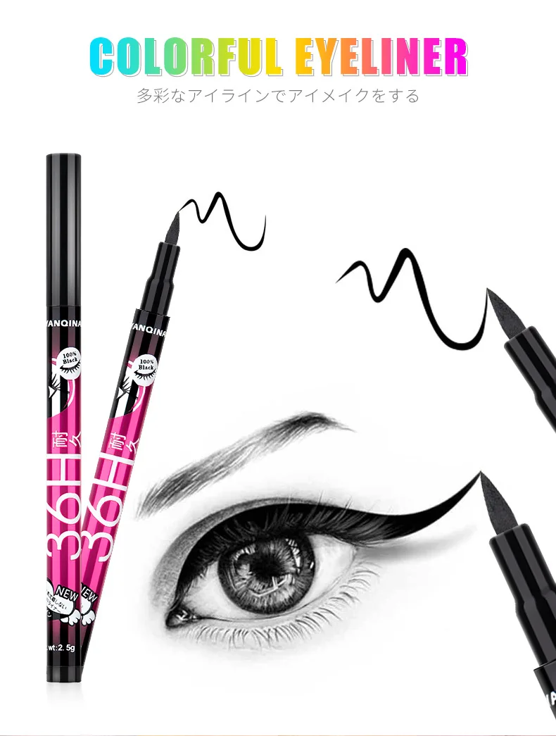 12 Stks/pak Vloeibare Eyeliner 36H Langdurige Vloeibare Eyeliner Pen Sneldrogende Eyeliner Potlood Zwart Waterdicht Oog Cosmetica Tool