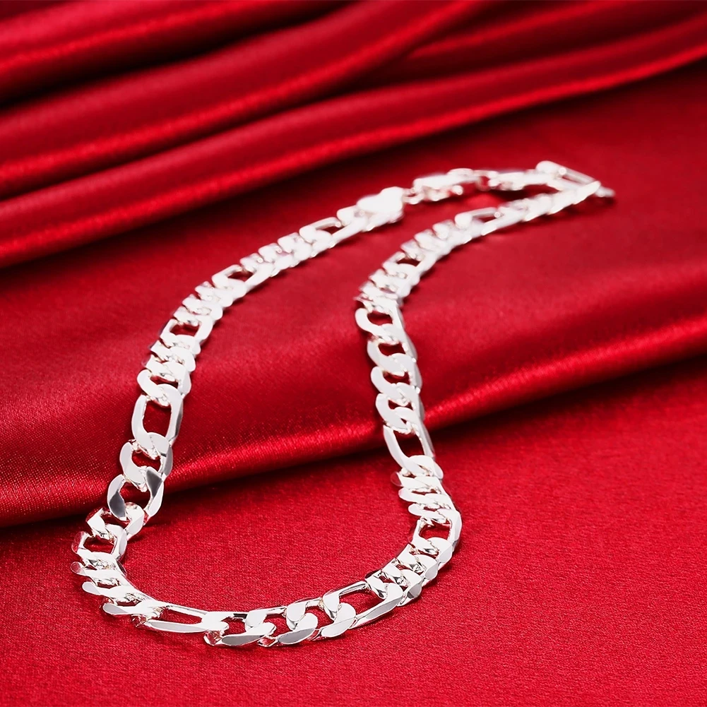 

Fine 925 Sterling Silver 10MM geometry chain necklace for men woman 20/24 inches fashion party wedding jewelry Christmas gifts