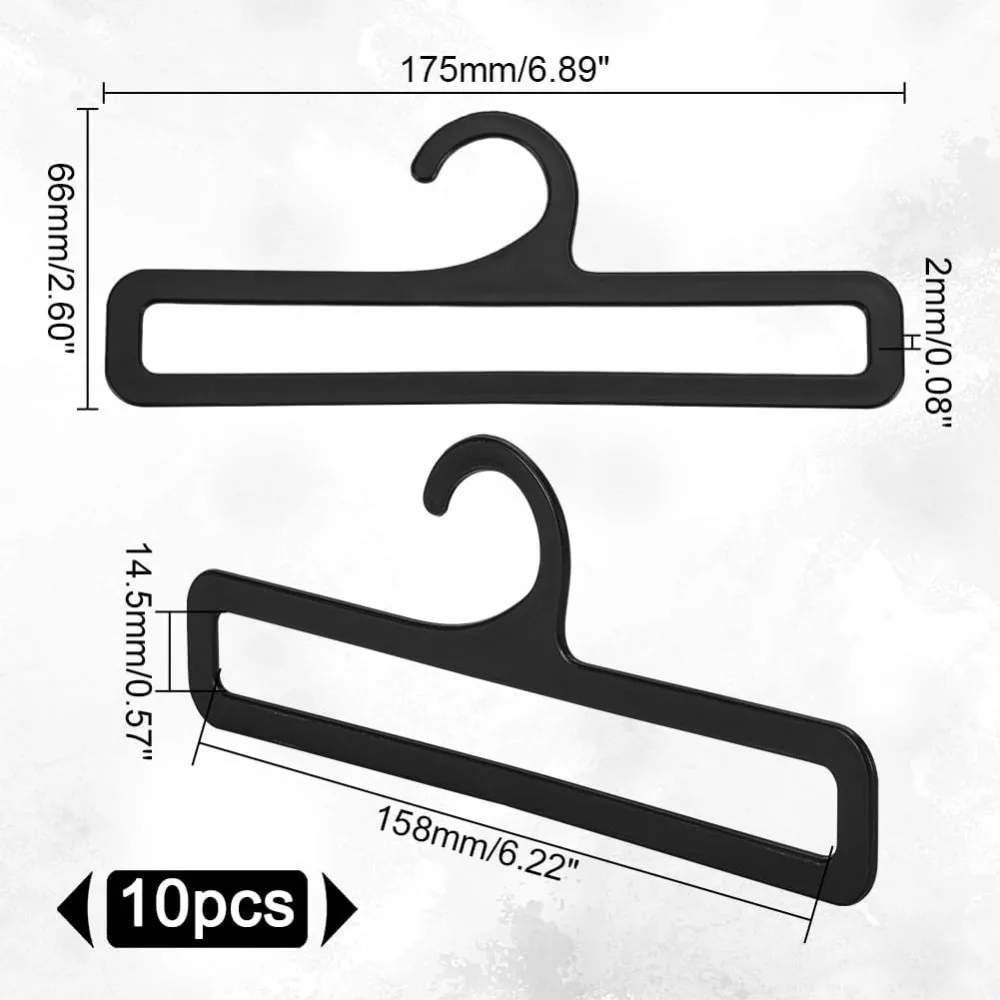 10Pcs Scarf Hangers Black Rectangular Towel Holder 6.89x2.6Inch Plastic Scarf Holder Organizer Scarf Display Tie Organizer
