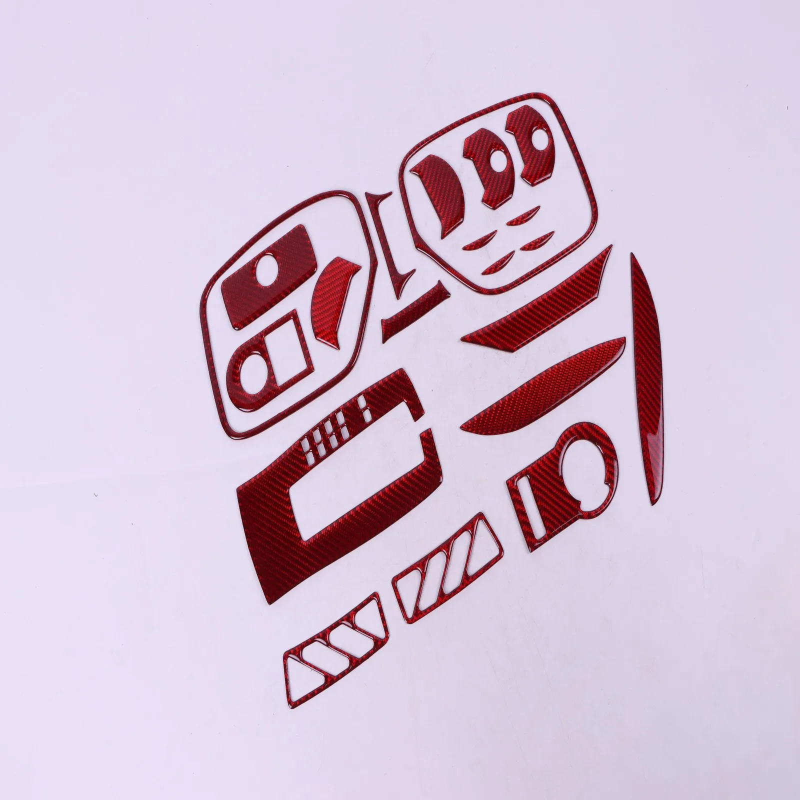 

21 шт., комплект внутренней отделки красного цвета из углеродного волокна для Chevrolet Camaro 2010-2015, полный комплект