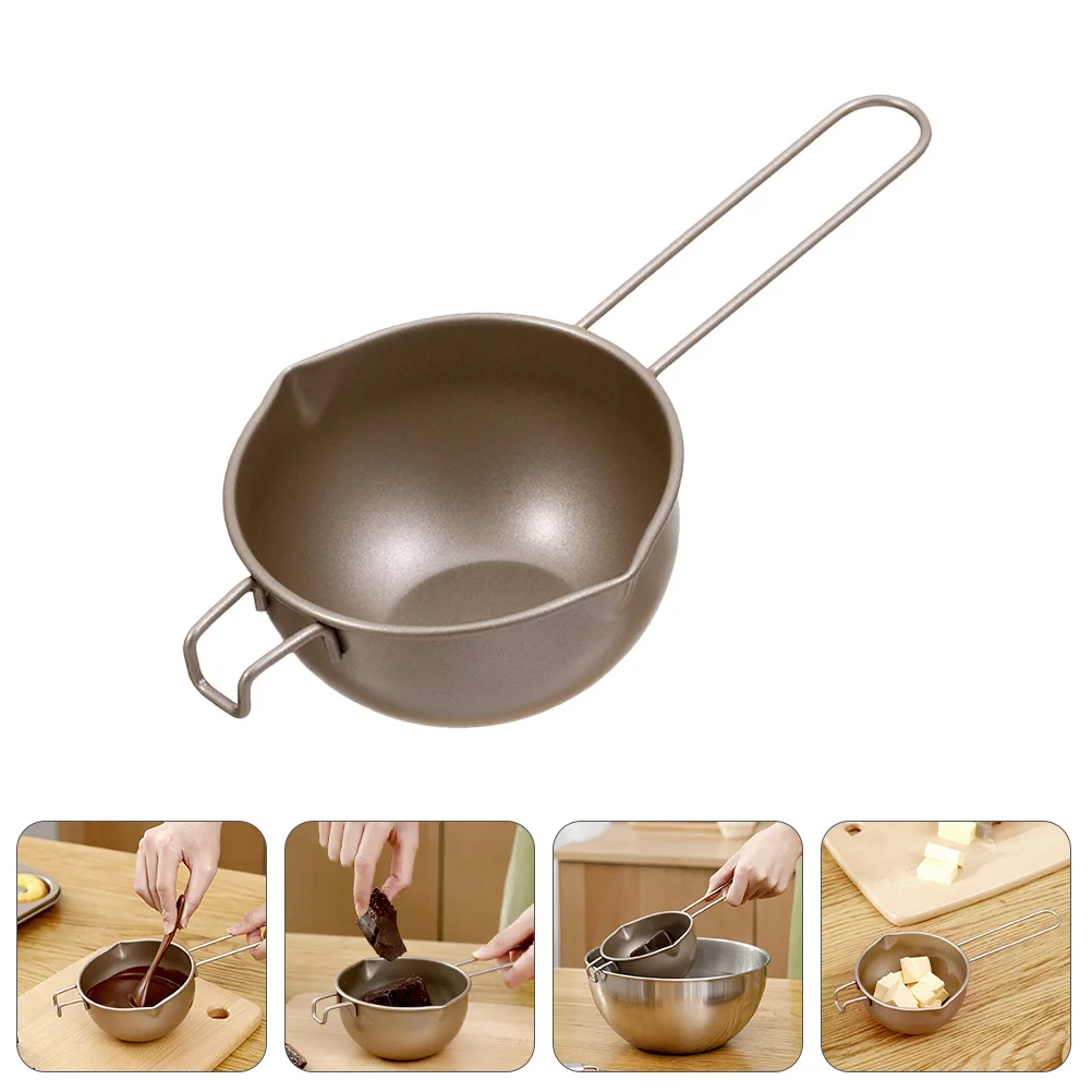 

1pc Baking Melting Bowl Carbon Steel Rust Resistant Heavy Duty With Long Handle For Chocolate Butter Diy Heating Utensil Milk