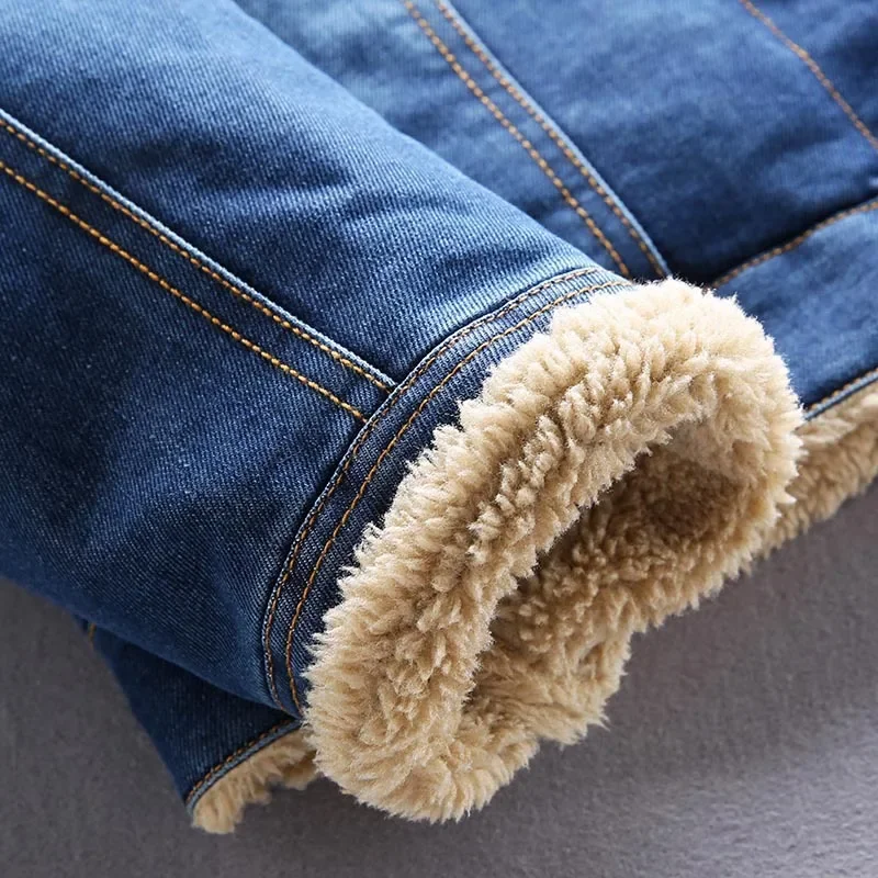 Herren mantel Boutique Mode Winter warm plus Samt dick blau männlich lässig Jeans jacke Lamm wolle Baumwolle