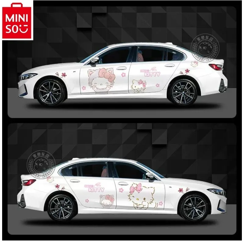 MINISO car cartoon hello kitty car sticker creative shading scratch sticker body personalized decoration sticker