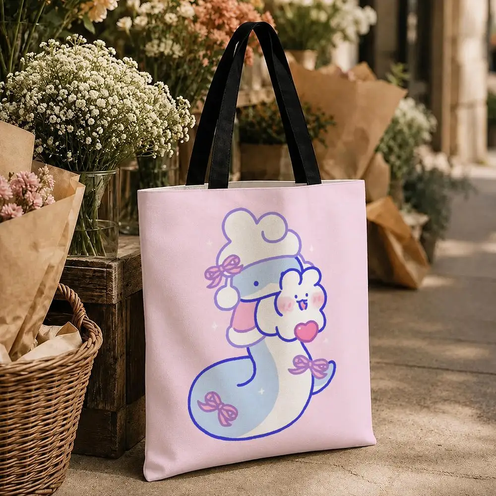 Character Lovely Mongmong Storage Bags Storage Bags Canvas for Women Reusable Shoulder Shopping Bag for School Gifts