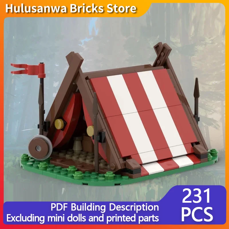 Street View Model MOC Building Bricks Viking Outdoor Camping Tent Modular Technology Gifts Holiday Assemble Children Toys Suit