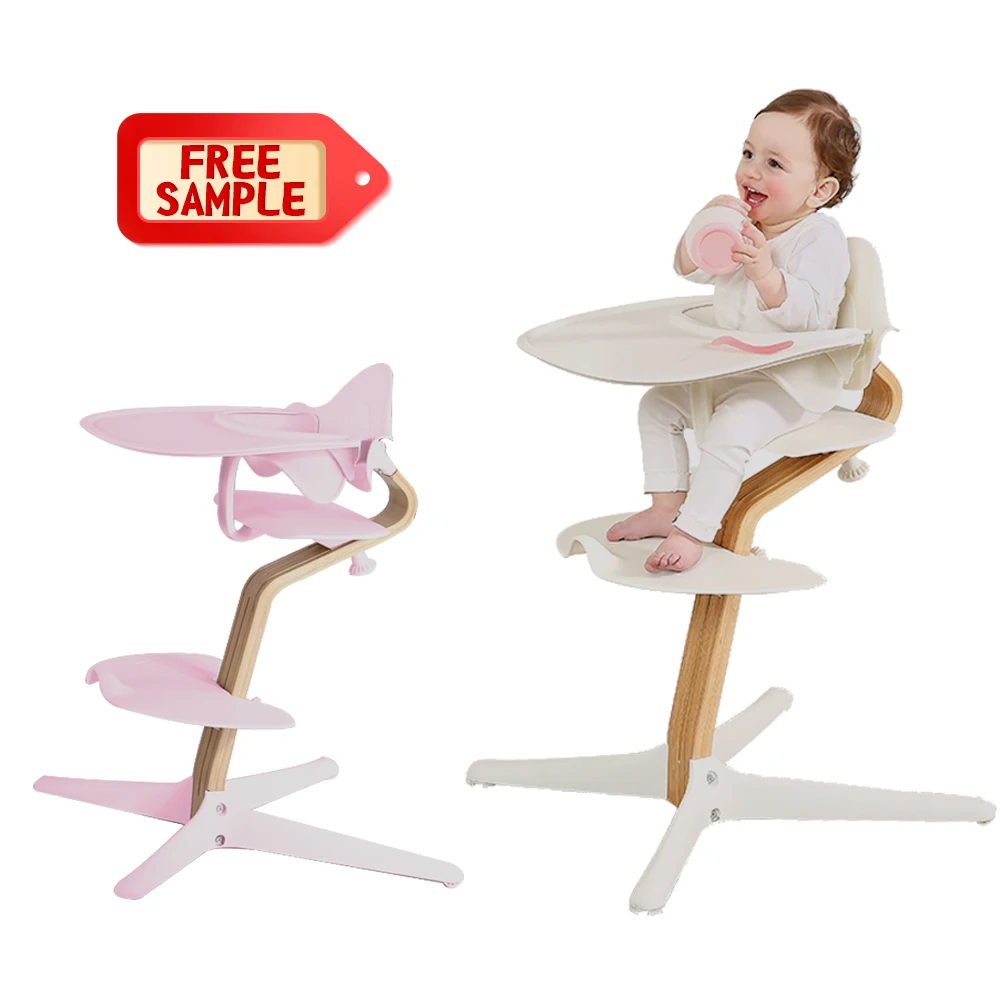 Multifunctional Baby High Chair with Adjustable Legs, Wooden Chair Made of Plywood + PP  baby furniture kids table chair