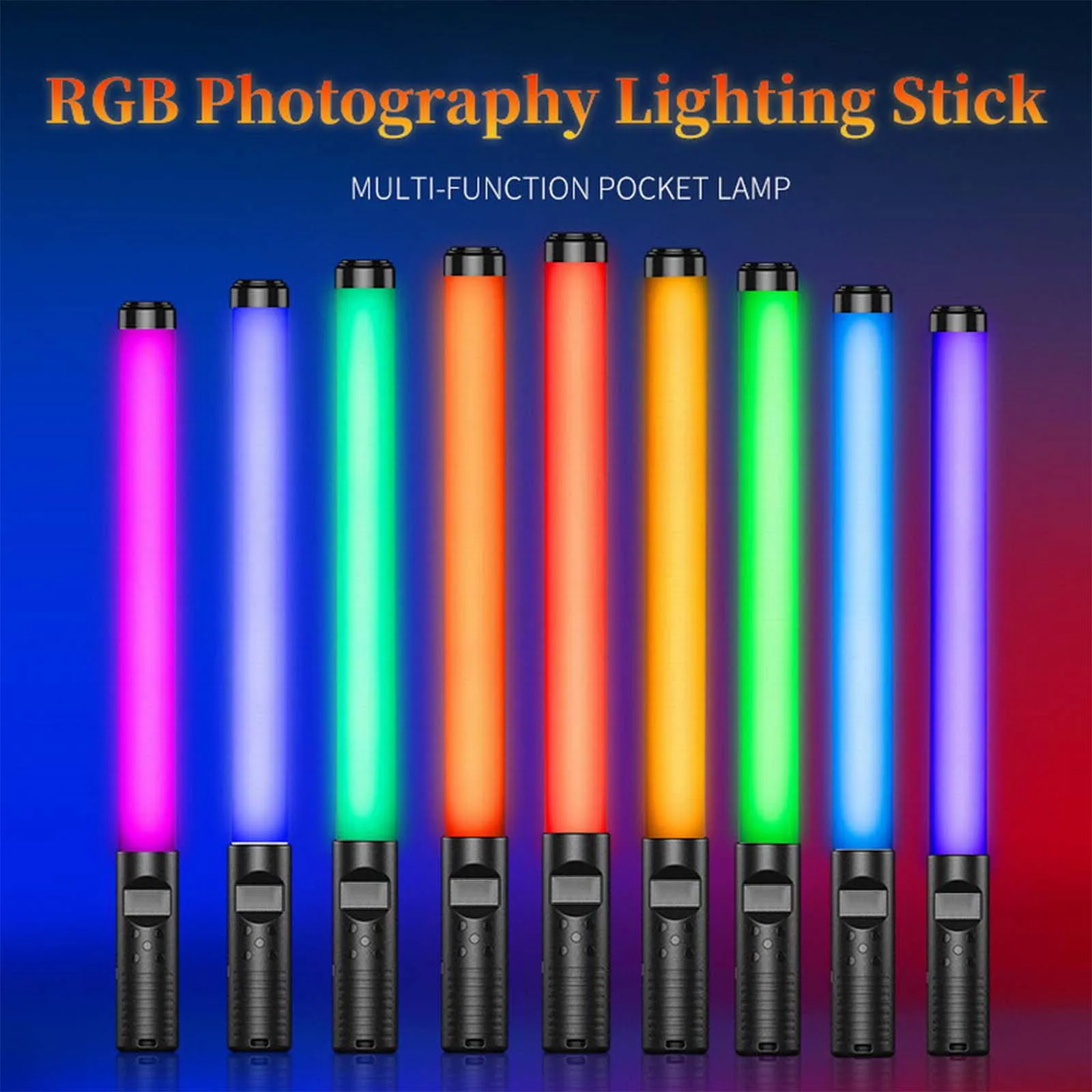 RGB ضوء ملون عصا إضاءة LED الفيديو الضوئي المحمولة تريد الإضاءة التصوير الفوتوغرافي مع وحدة تحكم عن بعد ملء الضوء