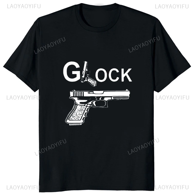 Hot Sale Cool Glock Pistol Handgun Men T-Shirt Short Sleeve Harajuku Casual Fashion Loose Women Tees Hipster Soft Y2k Tshirt