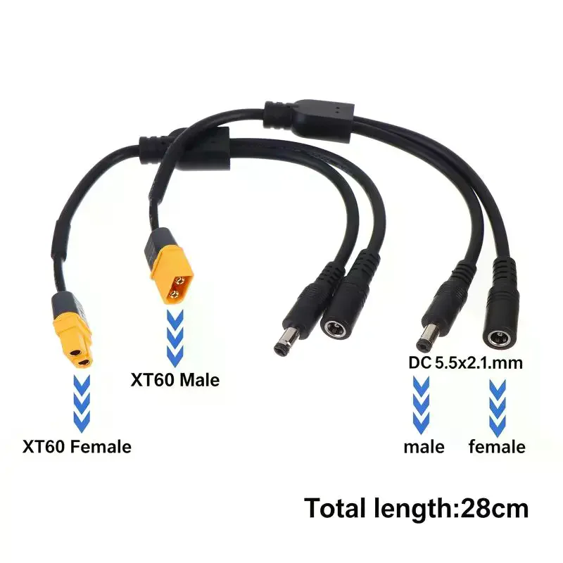 DC Conversion Connector Adapter High Performance 2 Port Male to Female Plug for Home Electronic Device Repair Charging