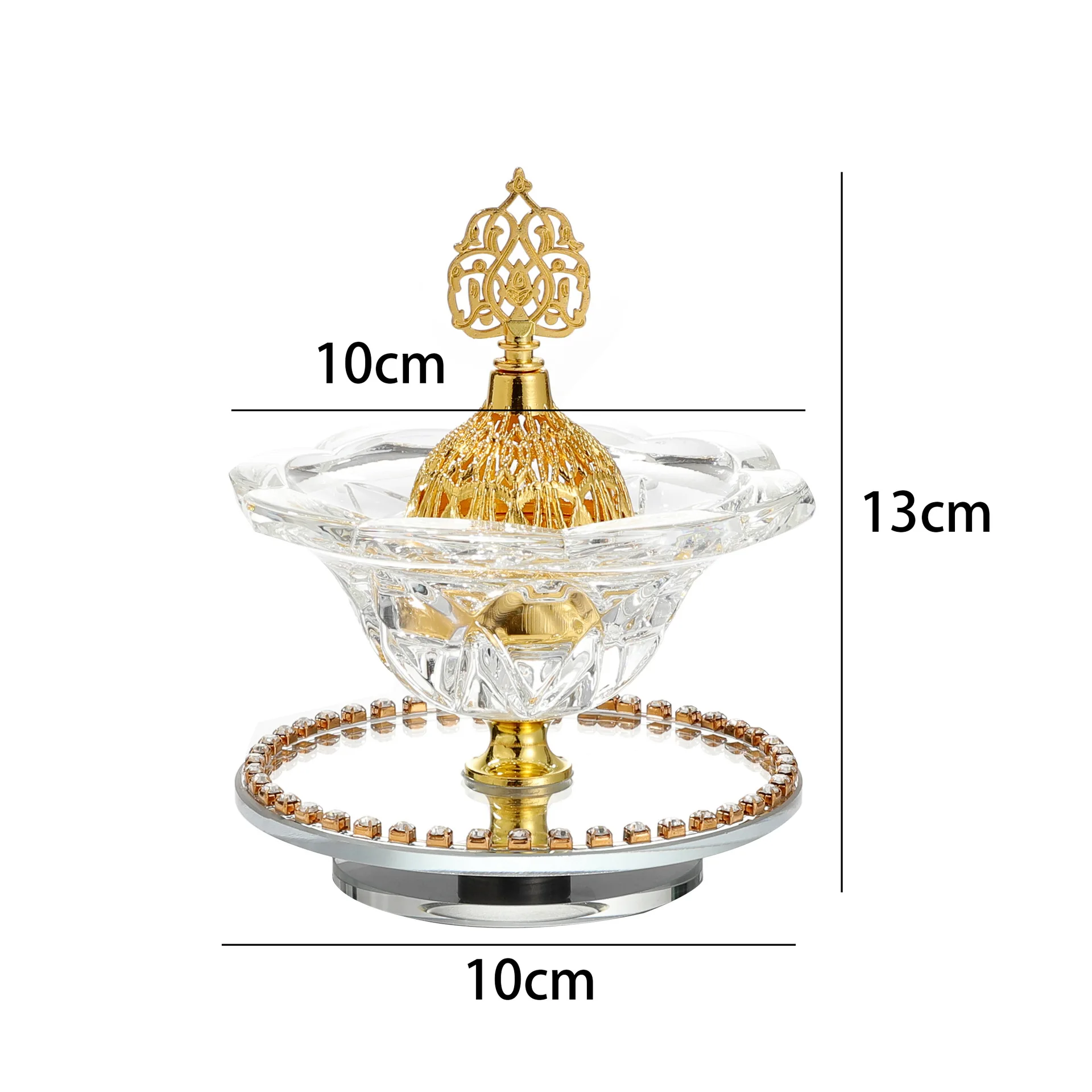 

Rotatable Crystal Flower Aromatherapy Stove with Clip Arabic Home Ornament Glass Candle Holder Decoration