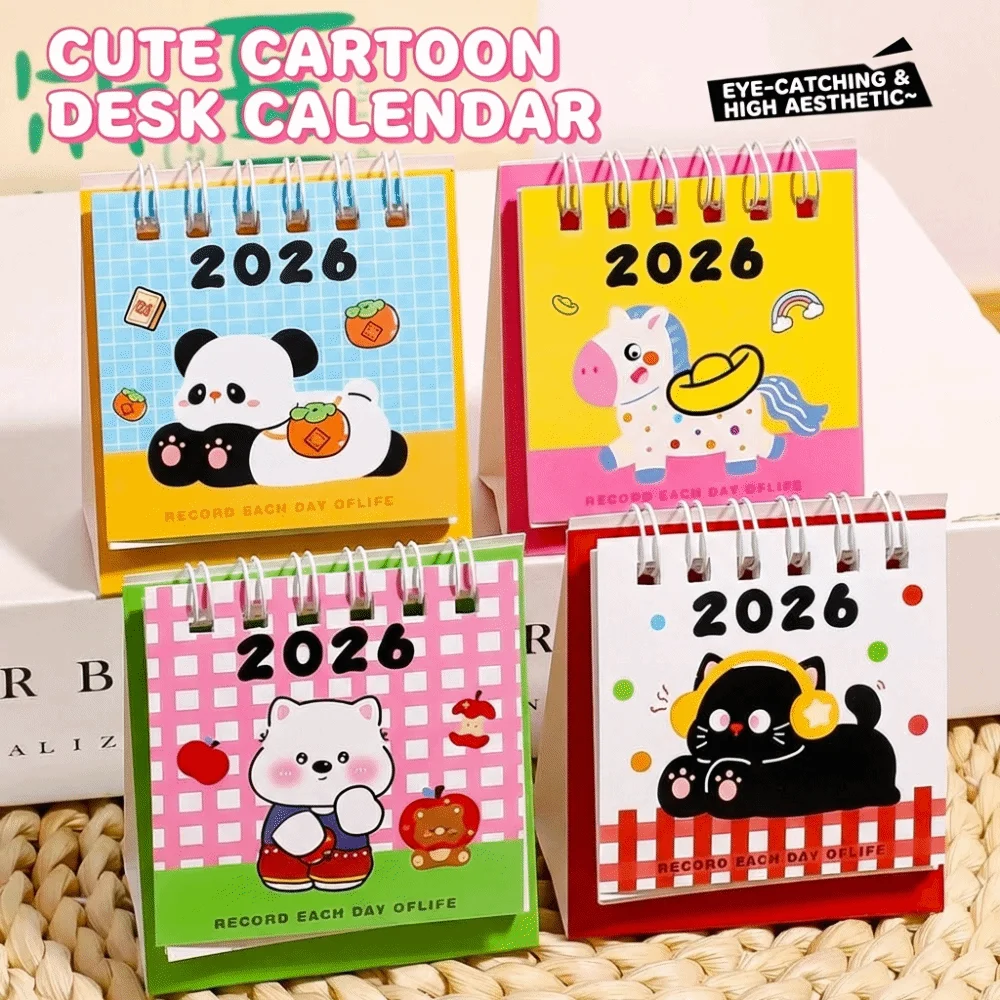 2026 Chinese Style Mini Desktop Paper Calendar Yearly Notebook Planner Scheduler Multi-function Agenda Organizer Home Decor