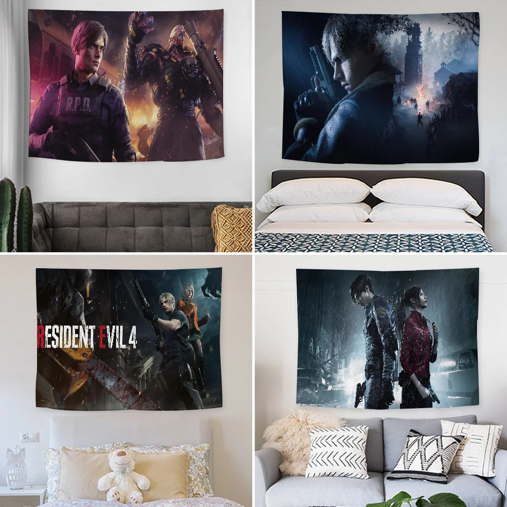 

R-Resident Leon kennedy Evil Tapestry Decoration party Background Hanging Cloth Bedroom Tapestry Room Decor Aesthetic