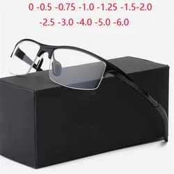 Sport Half Frame Square Prescription Glasses For The Nearsighted Aluminum Magnesium Myopia Spectacles Diopter 0 -0.5 -0.75 To -6