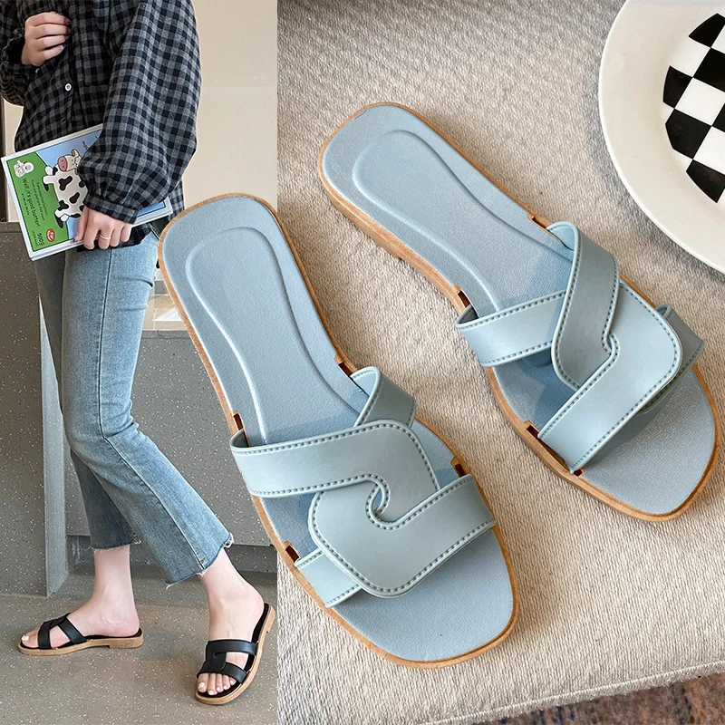 Summer Slippers Women Flat Luxury Outdoor Beach Flip Flops Female Non-slip Sandals Trend Brand Design Slides Shoes Woman 2023