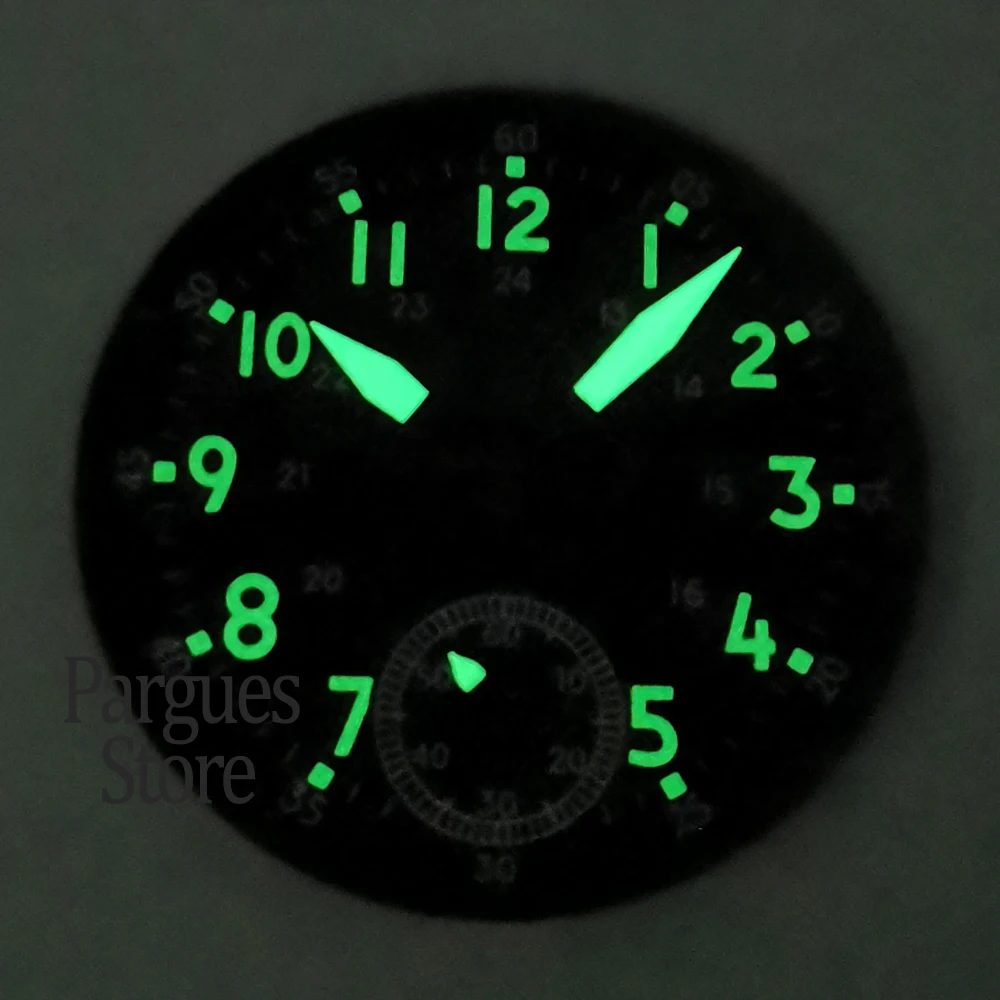 42mm silver/black/brass PVD brushed sapphire glass watch case dial hands fit ETA 6498 ST3620 hand winding movement