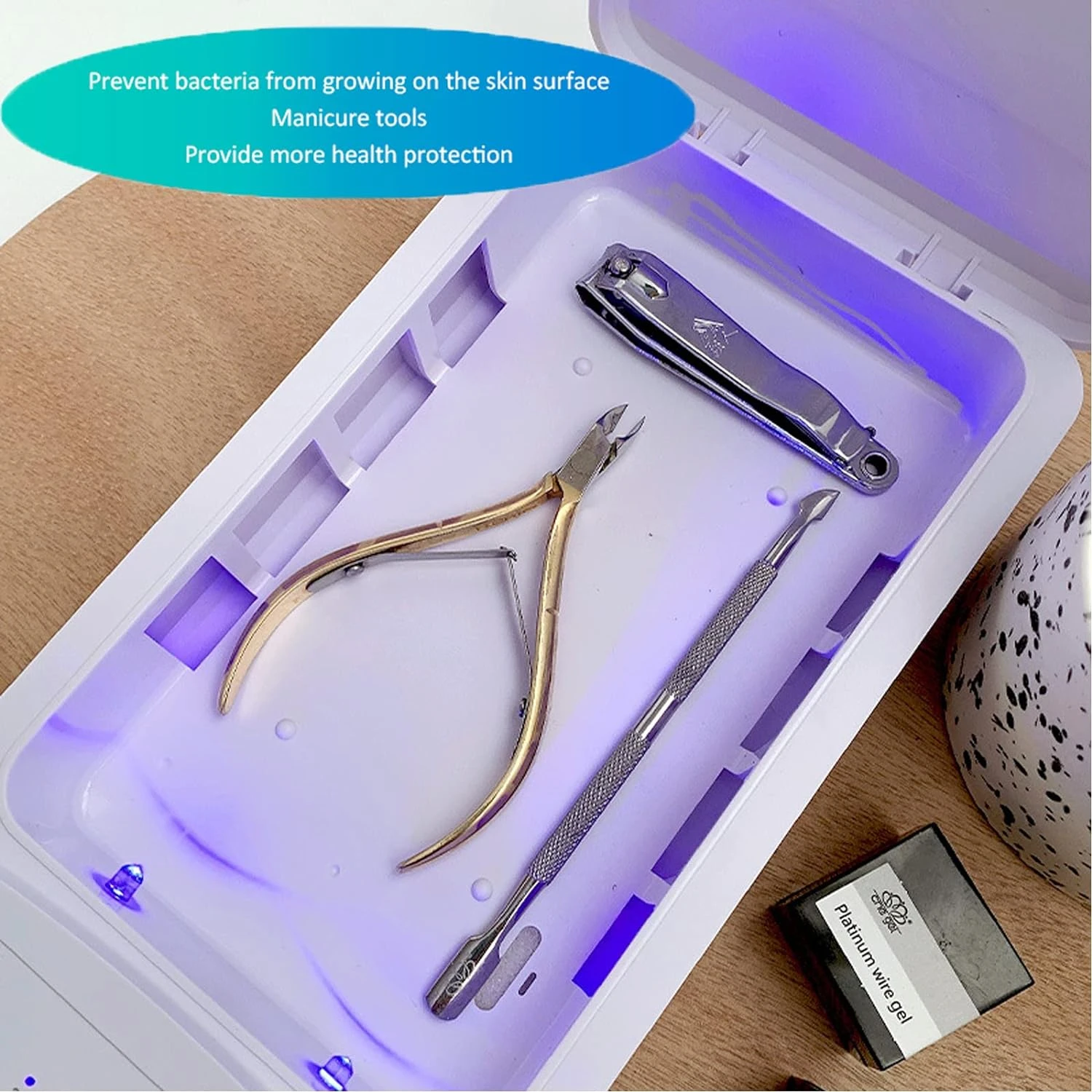 Portable Blue Light USB Nail Tool Sterilizer – Compact Sterilizing Box for Tweezers, Scissors, Tattoo Equipment – Ideal for