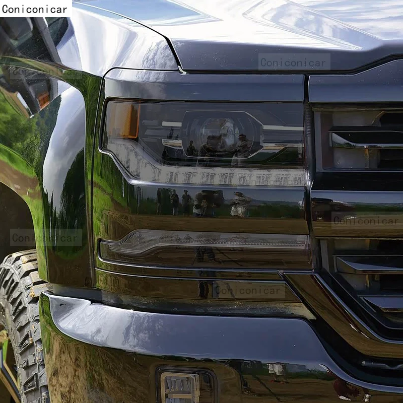 Car Headlight Tint Anti-Scratch Protective Cover Film Self Healing TPU Stickers For Chevrolet Silverado 2016-2018 Accessories view 4