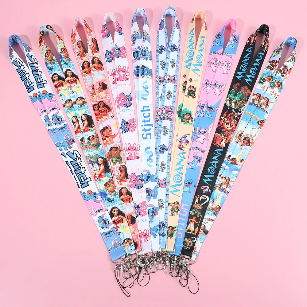 

10PCS Disney cartoon Stitch Moana cute lanyard card set lanyard bus card set cartoon cute anime cartoon picture card set lanyard
