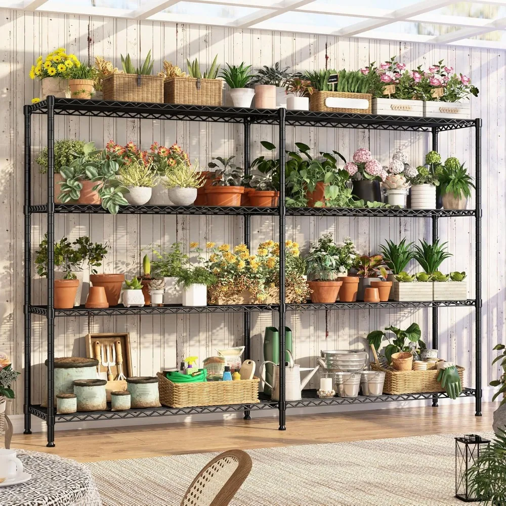 4-Tier Heavy Duty Metal Wire Shelving Unit - 1240lbs Load Capacity, Adjustable Storage Racks