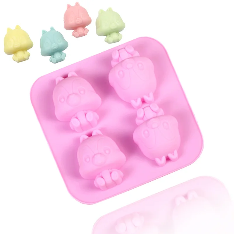 Cartoon Silicone Mold For Baking Stitch Bear Mouse Cat Pig Duck Chocolate Soap Mould Animal Cake Decorating Tool Cupcake Topper