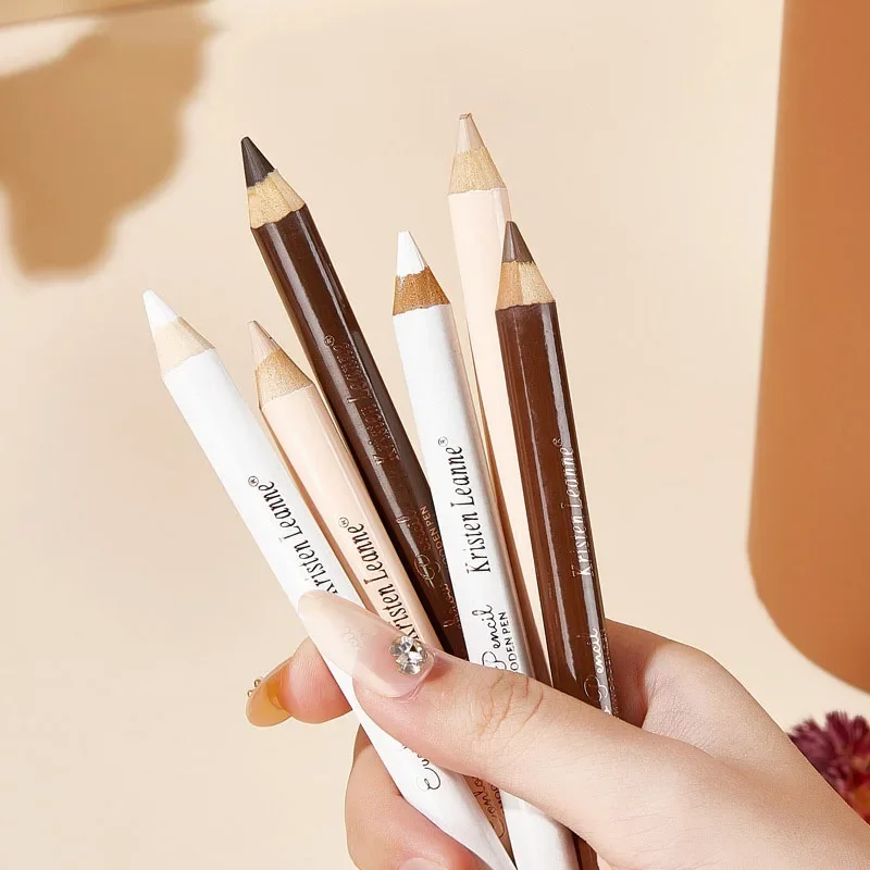 Ensemble de crayons de maquillage en bois, fard à barrage blanc, eye-blogueur, correcteur de contour, durable, imperméable, 256, kit de doublure d'ombre à barrage marron nude, 3 pièces