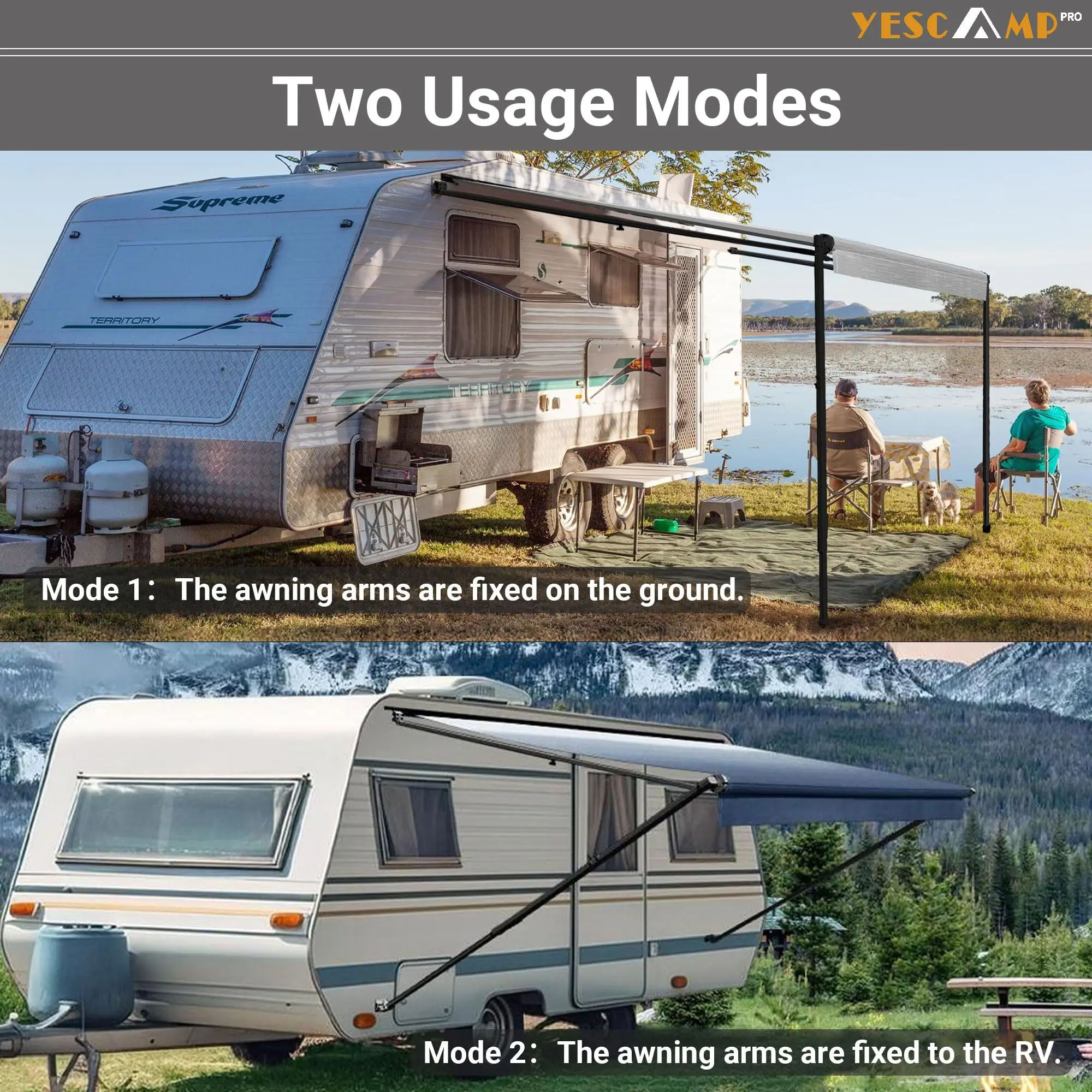 Manual RV Awning Complete Kit Retractable Camper Awning for RV or Trailers RV Roll Out Awning for Camper or 5th