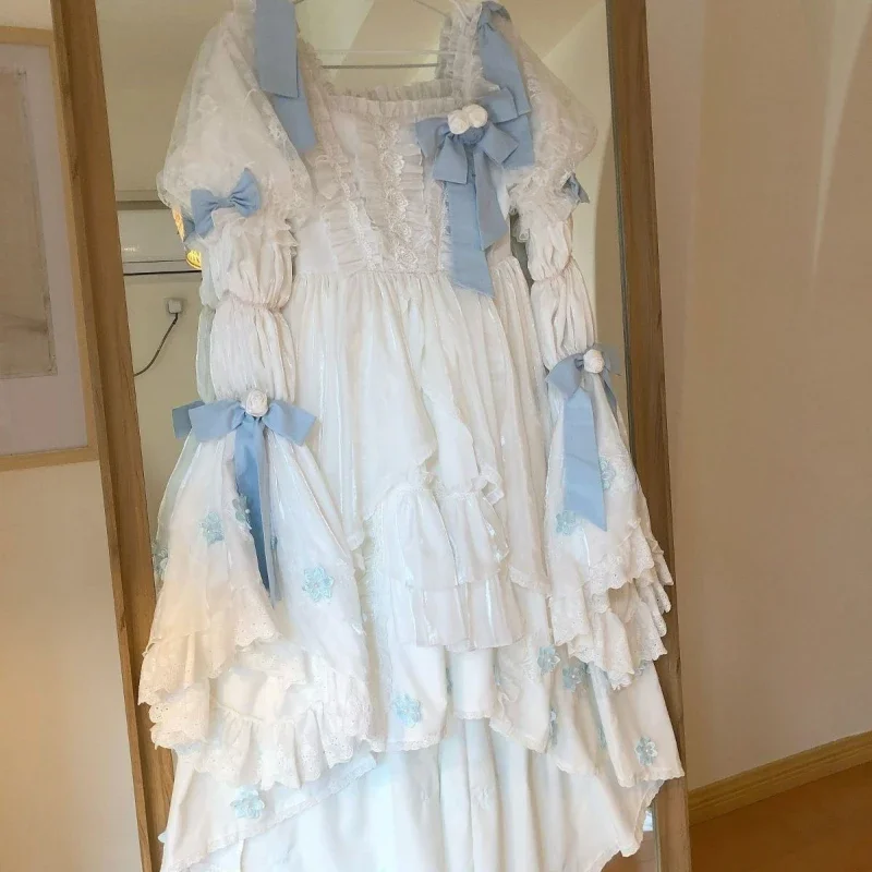 الحلو أنيقة مقوس دانتيل زهرة الورد فستان جنية اليابانية Kawaii فستان الحفلات المسائية الفيكتوري خمر لوليتا فستان الأميرة النساء #1