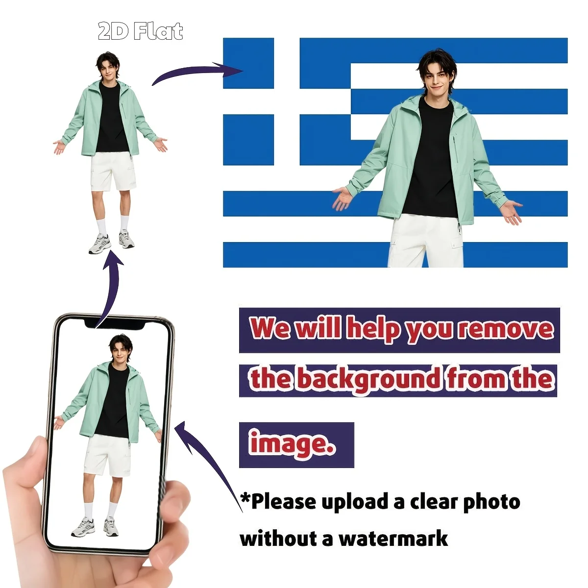 1pc Custom Greek Flag Banner Tapestry with Picture - Custom Personalized Greece Flag, Great for Home Wall Decor. No Flagpole.