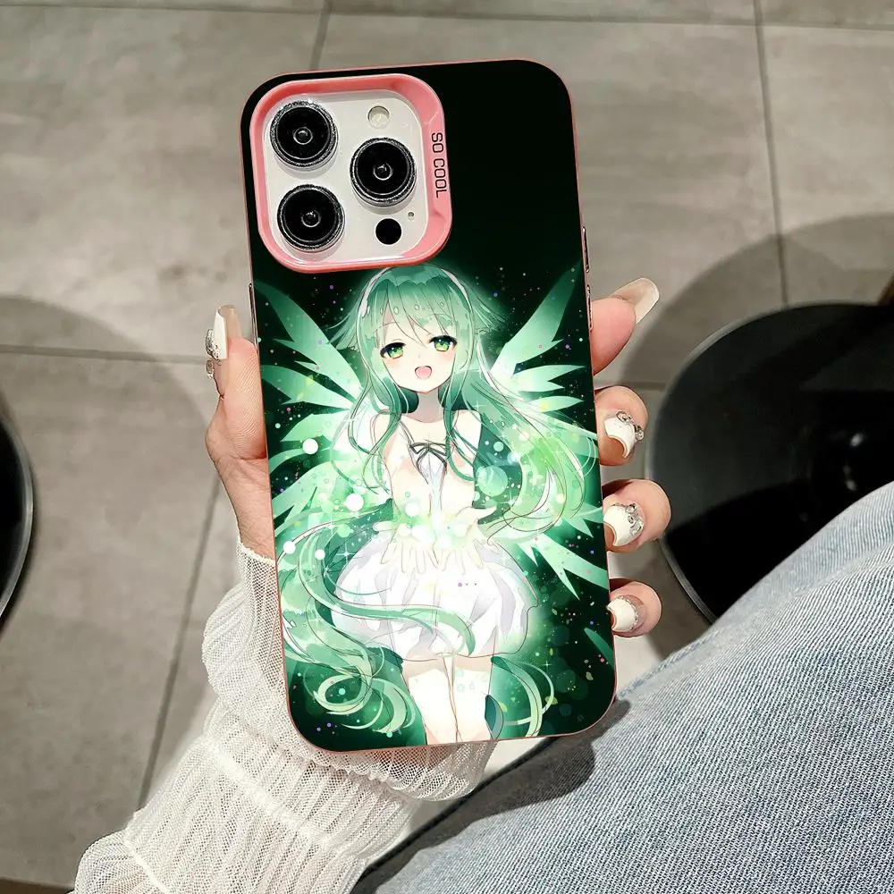 Saya no Uta حافظة هاتف محمول لهاتف آيفون 17 16 15 14 13 12 11 X XR XS 8 7 Air Pro Max Plus غطاء غطاء ملون وردي شفاف